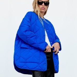 Zara Oversized Blue Quilted Jacket